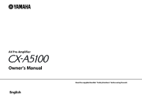 Yamaha CX-A5100 - Owners manual 